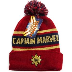 🆕Captain Marvel Knit Pom Pom Beanie Hat - Winter Hat Marvel Comics - OSFA